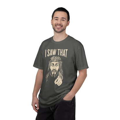 "I Saw That" Jesus Pointing T-Shirt — Funny Religious Faith Graphic Tee