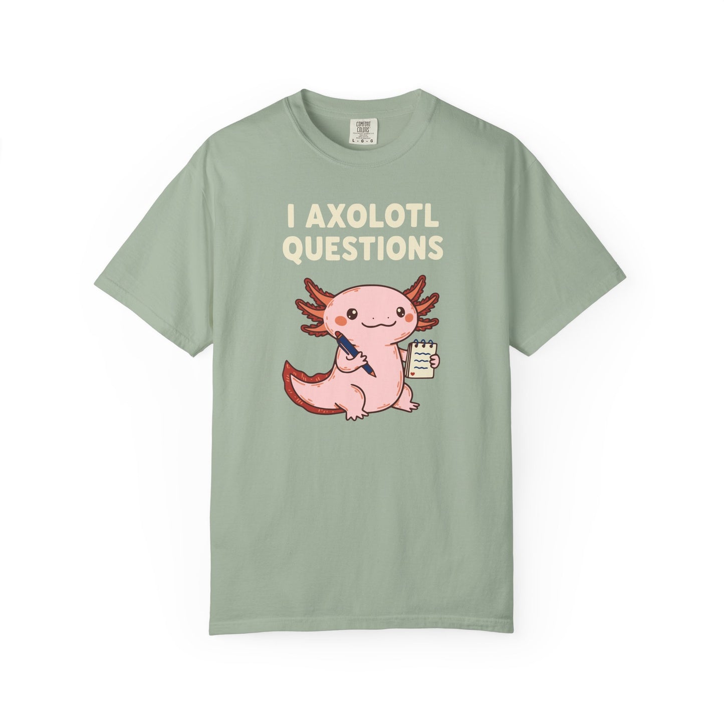 "I Axolotl Questions" T-Shirt — Cute Cartoon Reporter Student Graphic Tee