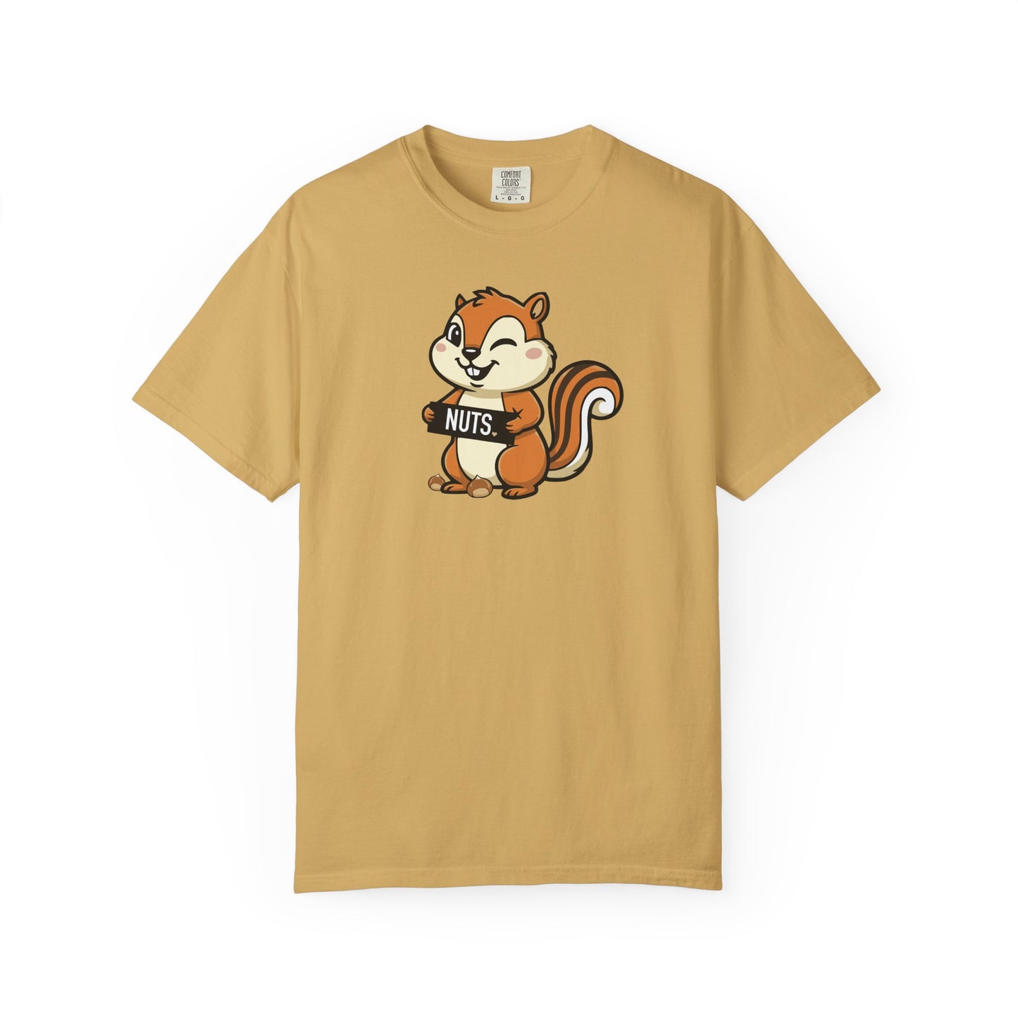 "Chestnuts: Nuts" Couples Tee - Chipmunk Holding 'NUTS' Funny Chestnut Graphic T-Shirt