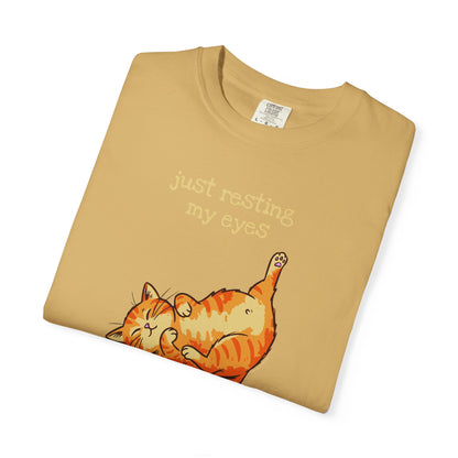 "Just Resting My Eyes" T-Shirt — Awkward Cat Nap Graphic Tee