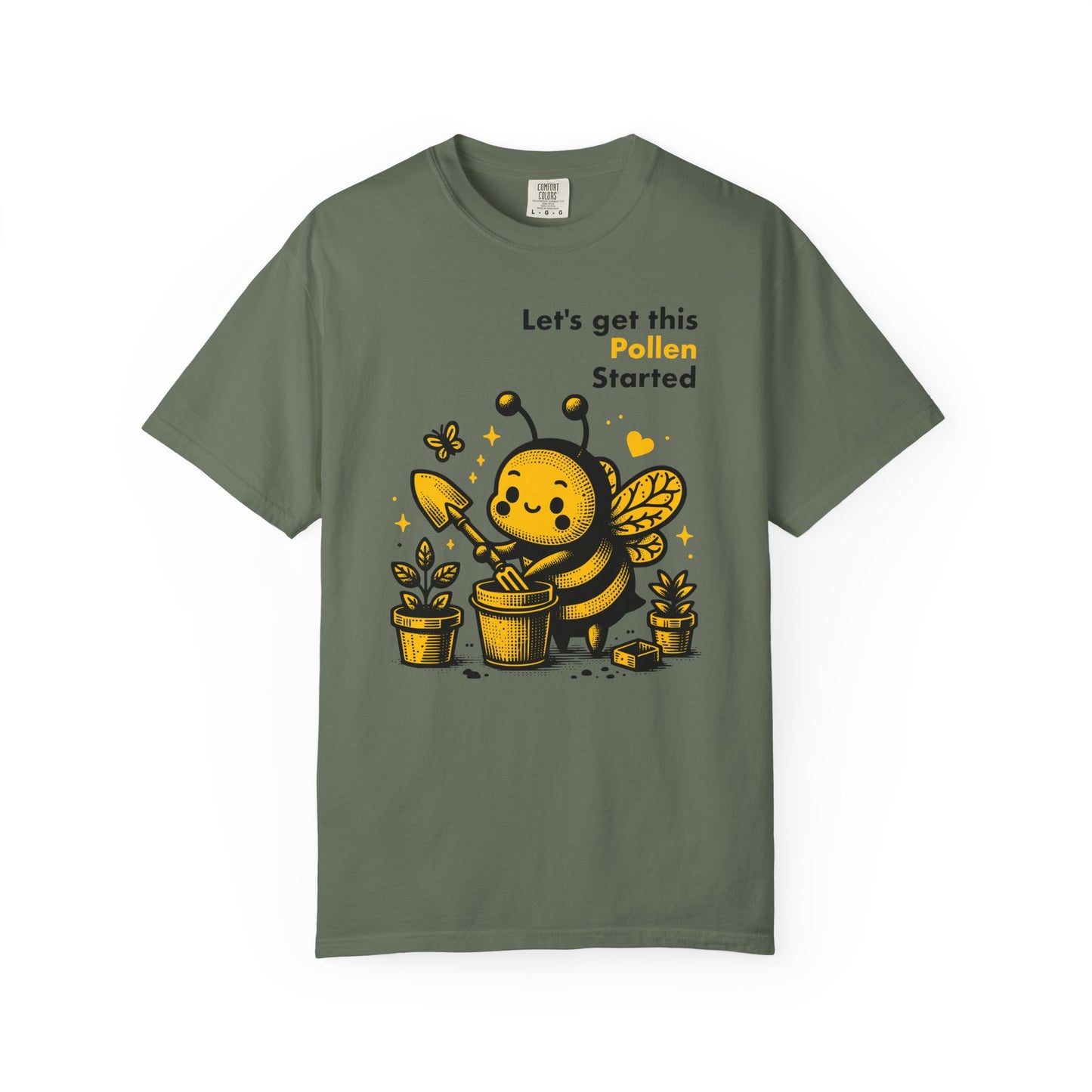 "Let's Get This Pollen Started" Bee Gardening T-Shirt — Cute Beekeeper Planting Party Tee