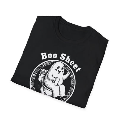 Boo Sheet T-Shirt — Funny Ghost on Toilet Halloween Tee