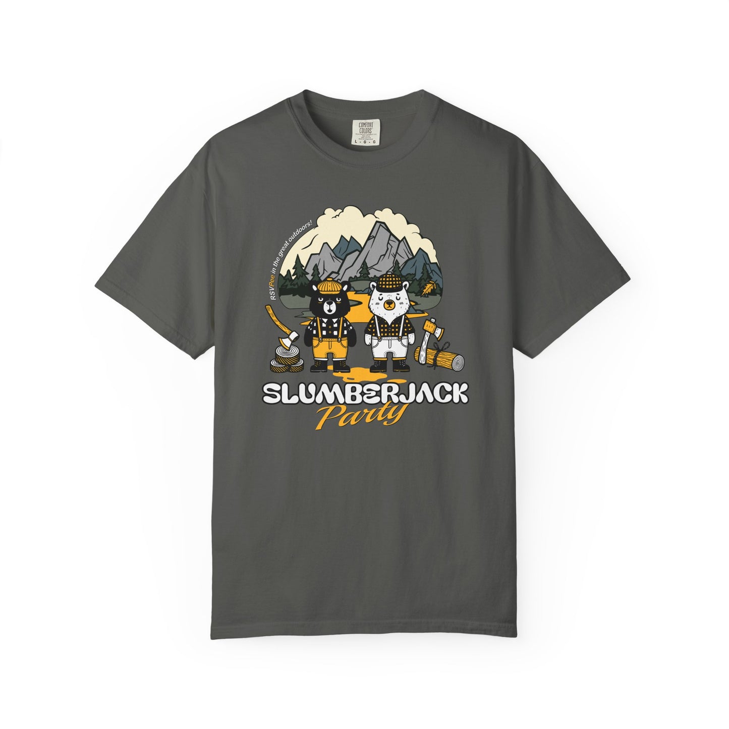 Slumberjack Party T-Shirt — Outdoor Pee Lumberjack Mountain Bears Graphic Tee