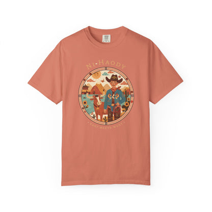 "Ni-Haody. Easts Meets West" Asian Cowboy Camp Graphic T-Shirt — Western Illustration Tee