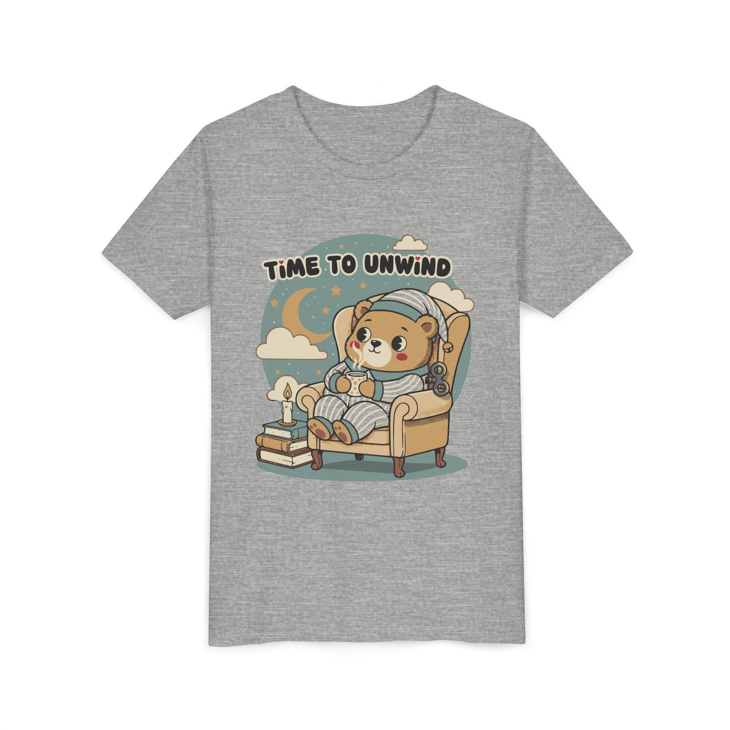 'Time to Unwind' Youth Tee — Windup Toy Bear Relaxing Graphic T-Shirt