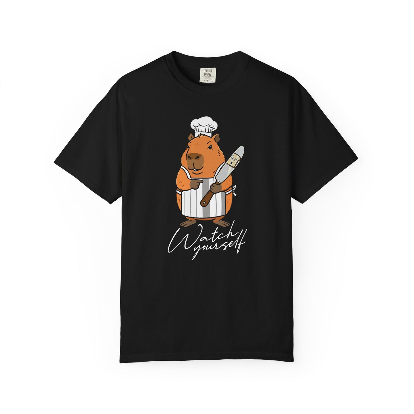 Capybara Chef T-Shirt — "Watch Yourself" Cute Cooking Animal Tee