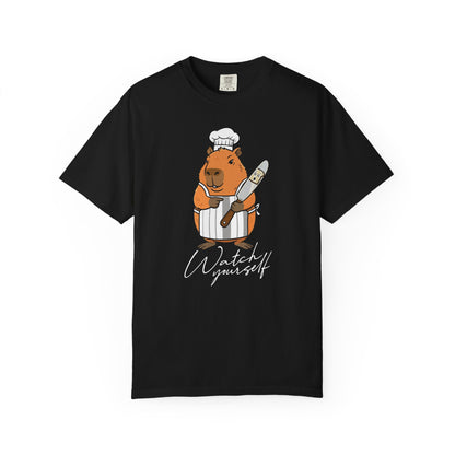 Capybara Chef T-Shirt — "Watch Yourself" Cute Cooking Animal Tee