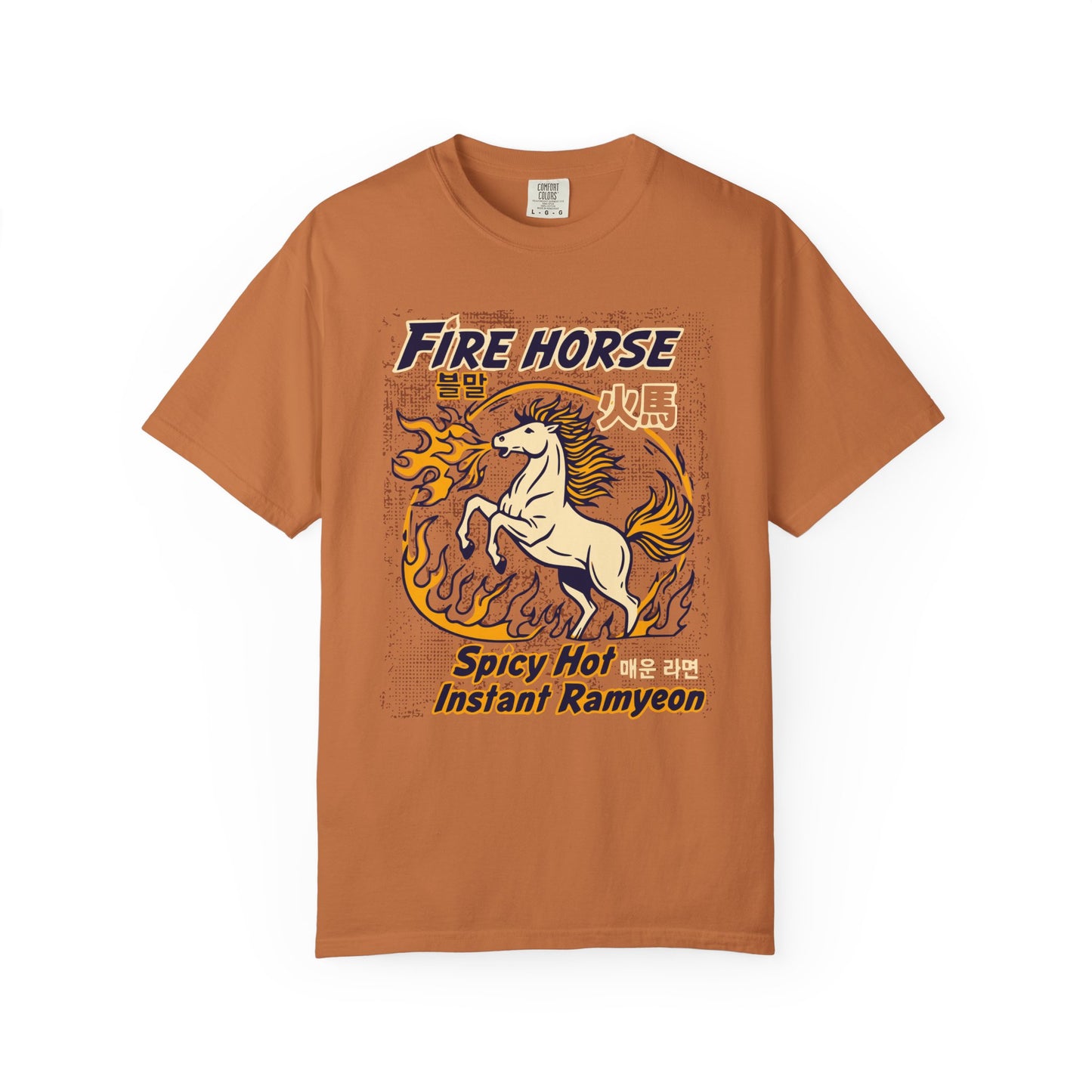 'Fire Horse' Spicy Hot Instant Ramyeon T-Shirt — Retro Lunar New Year Graphic Tee