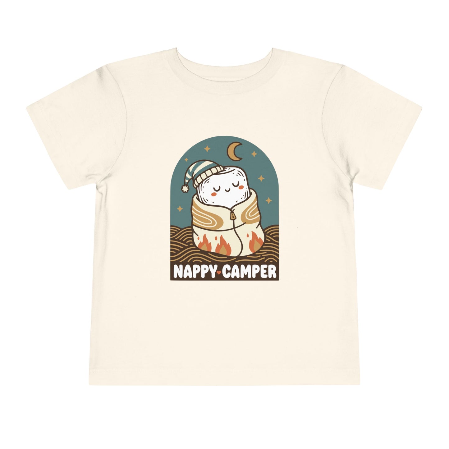 "Nappy Camper" Toddler Tee — Cute Sleeping Camper Graphic Shirt