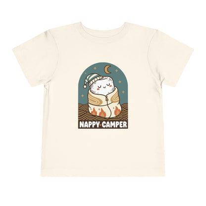 "Nappy Camper" Toddler Tee — Cute Sleeping Camper Graphic Shirt