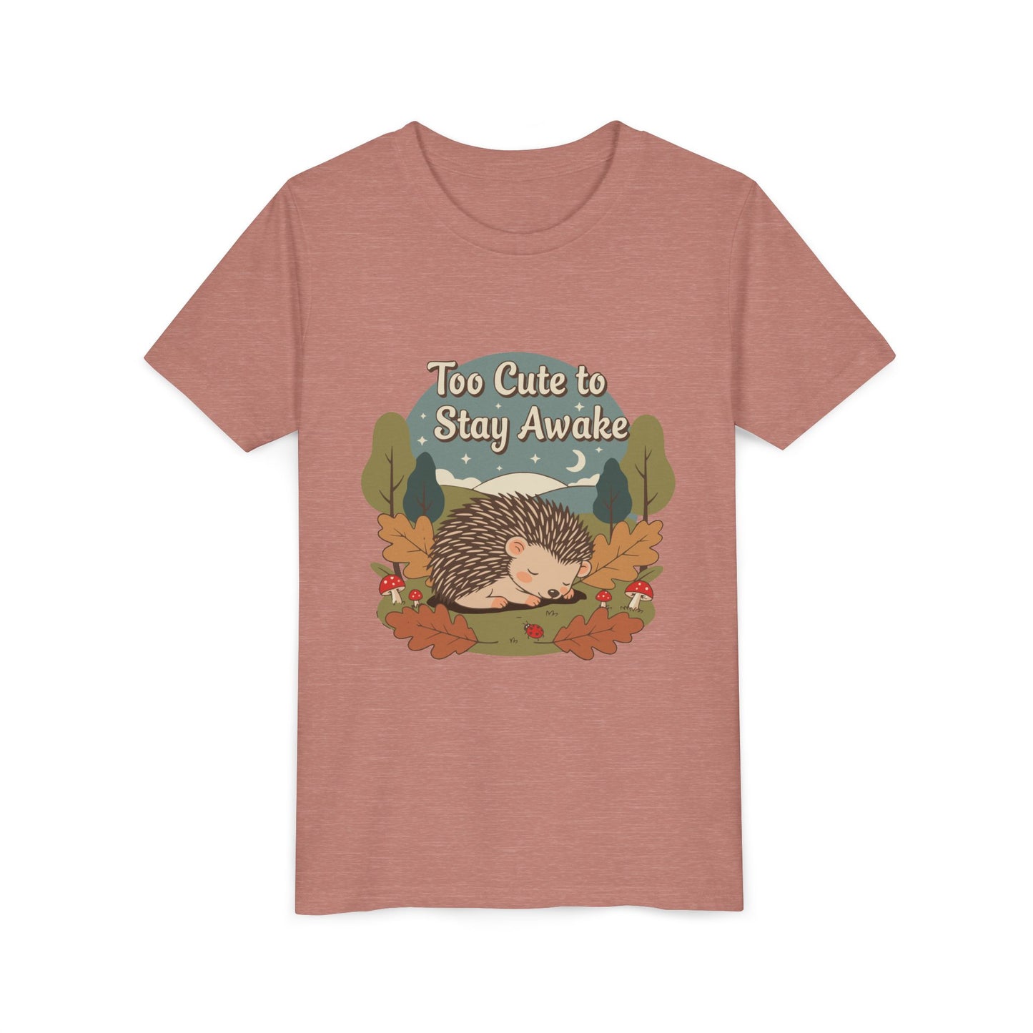 "Too Cute to Stay Awake" Hedgehog Youth Tee — Cute Sleeping Animal Kids Shirt