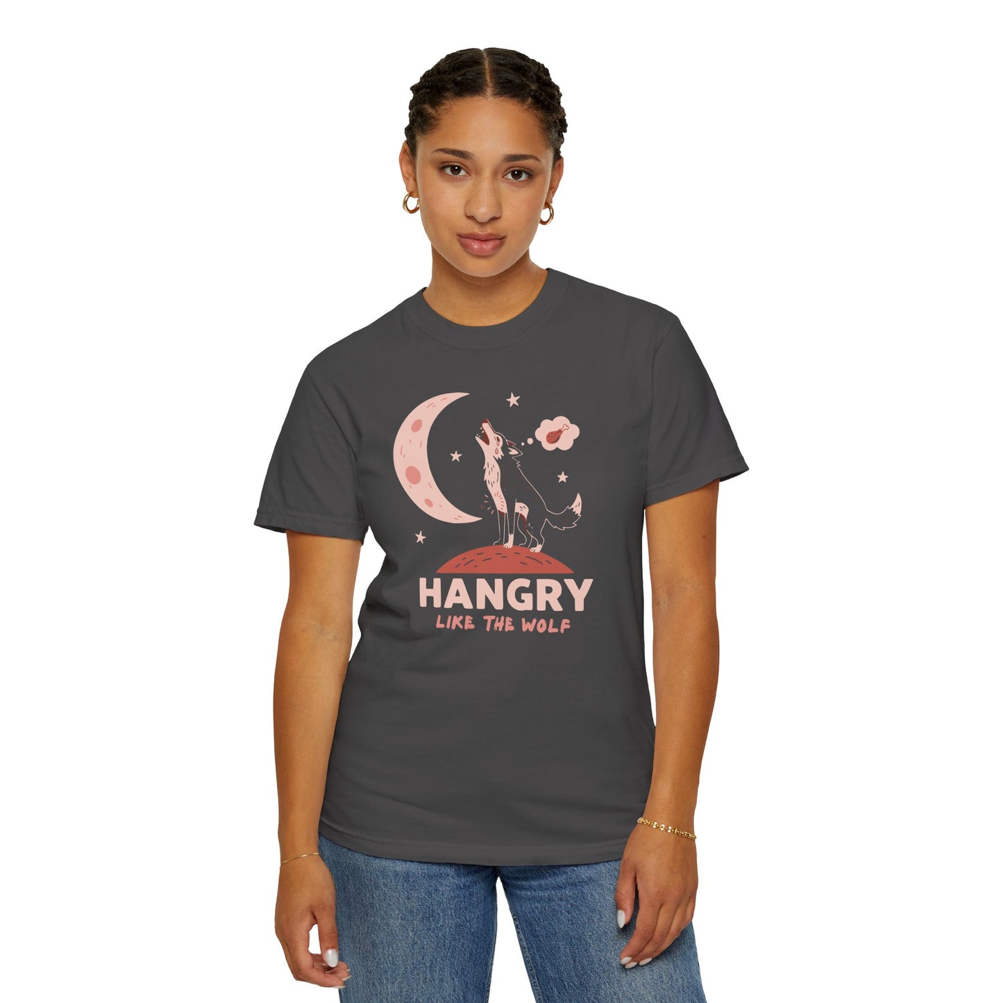 Hangry Like the Wolf T-Shirt — Cute Howling Wolf Graphic Tee
