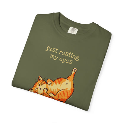 "Just Resting My Eyes" T-Shirt — Awkward Cat Nap Graphic Tee