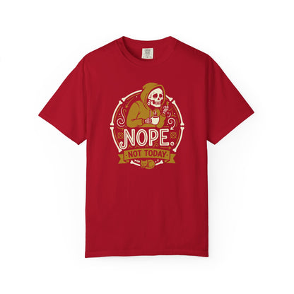 "Nope. Not Today." Skull Tee — Funny Grim Reaper Flipping the Bird Graphic T-Shirt