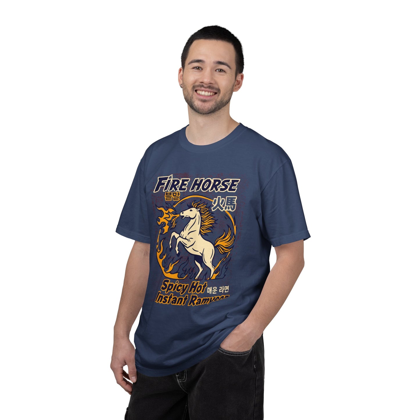 'Fire Horse' Spicy Hot Instant Ramyeon T-Shirt — Retro Lunar New Year Graphic Tee