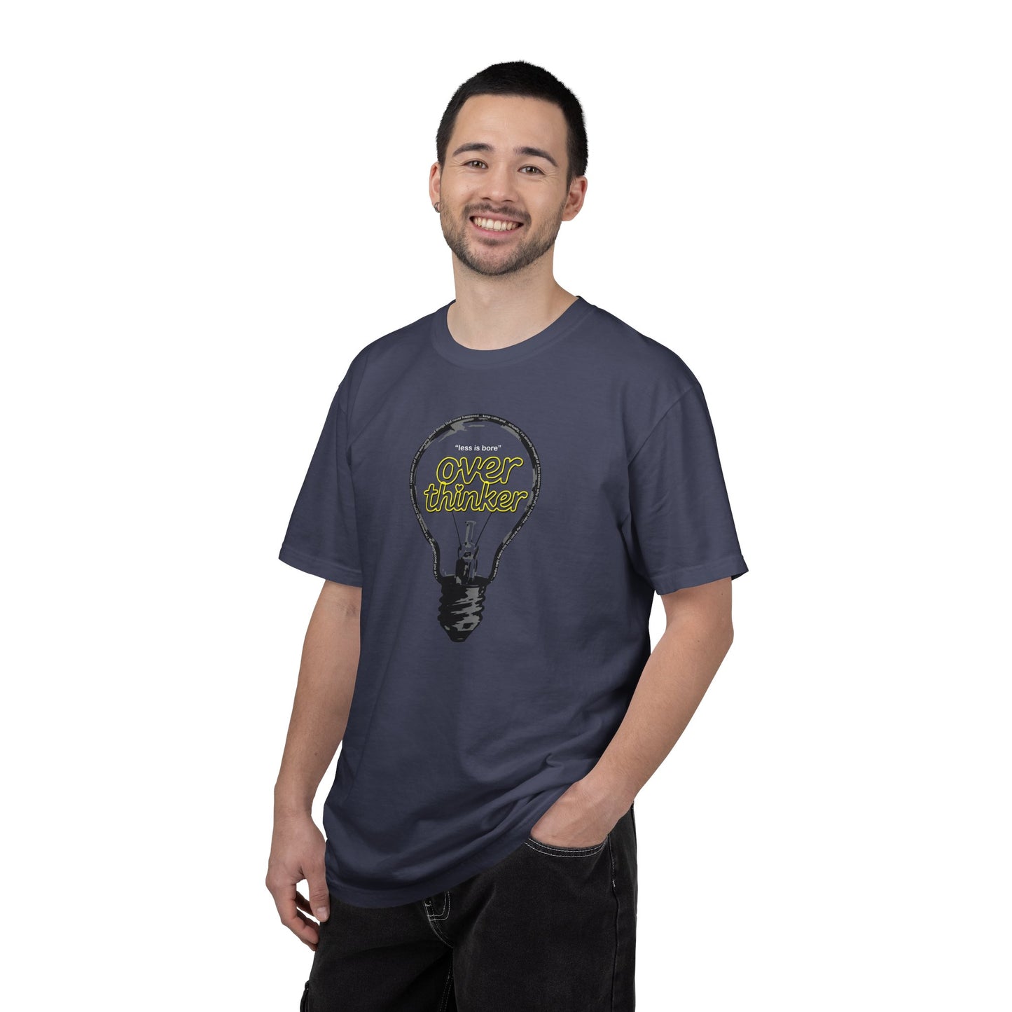 "Overthinker: Less Is Bore" Lightbulb T-Shirt - Smart Funny Tee