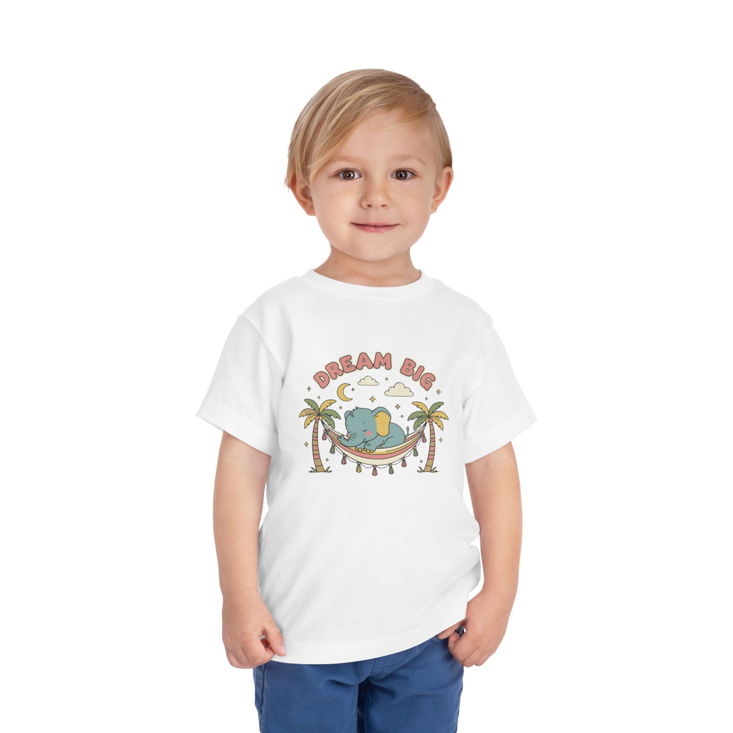 "Dream Big" Toddler Tee — Elephant Hammock Sleeping Graphic