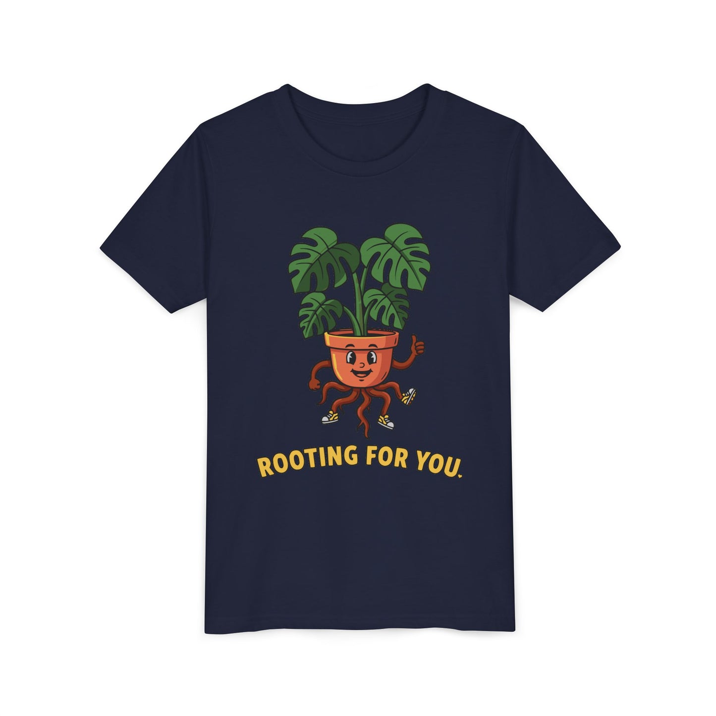 "Rooting For You" Youth Tee — Cute Plant Pot Support Graphic T-Shirt
