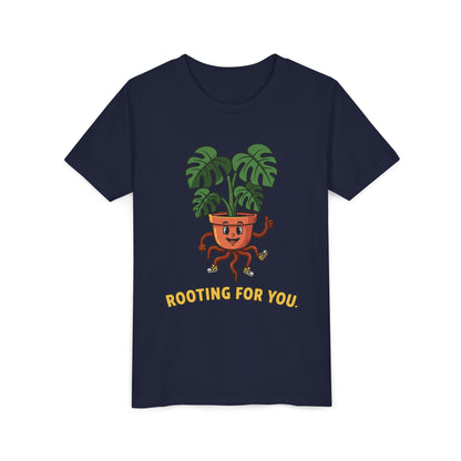 "Rooting For You" Youth Tee — Cute Plant Pot Support Graphic T-Shirt