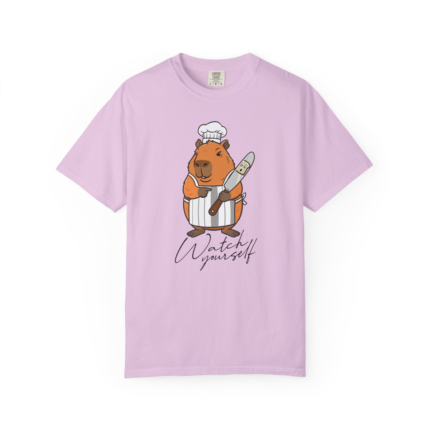 Capybara Chef T-Shirt — "Watch Yourself" Cute Cooking Animal Tee