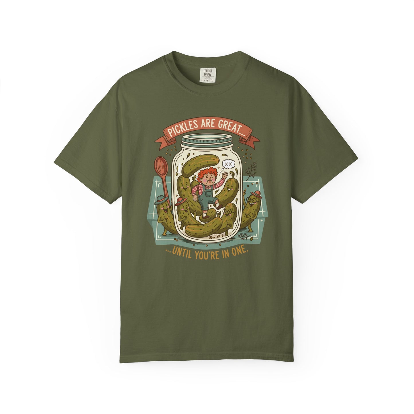 "Pickles Are Great... Until You're In One" T-Shirt — Funny Pickle Jar Vintage Illustration Tee