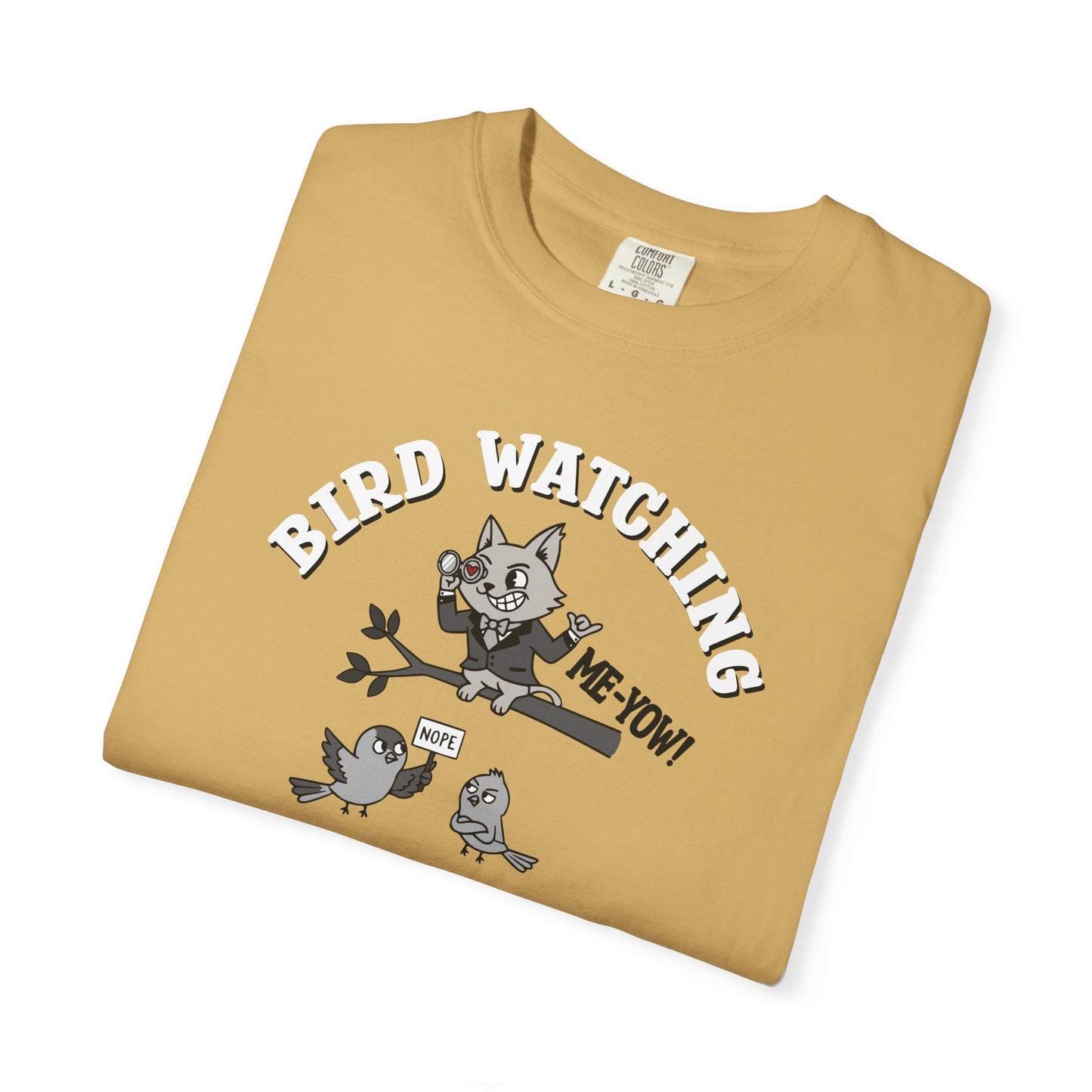 'Bird Watching' T-Shirt — Vintage Cartoon Cat Calling Graphic Tee