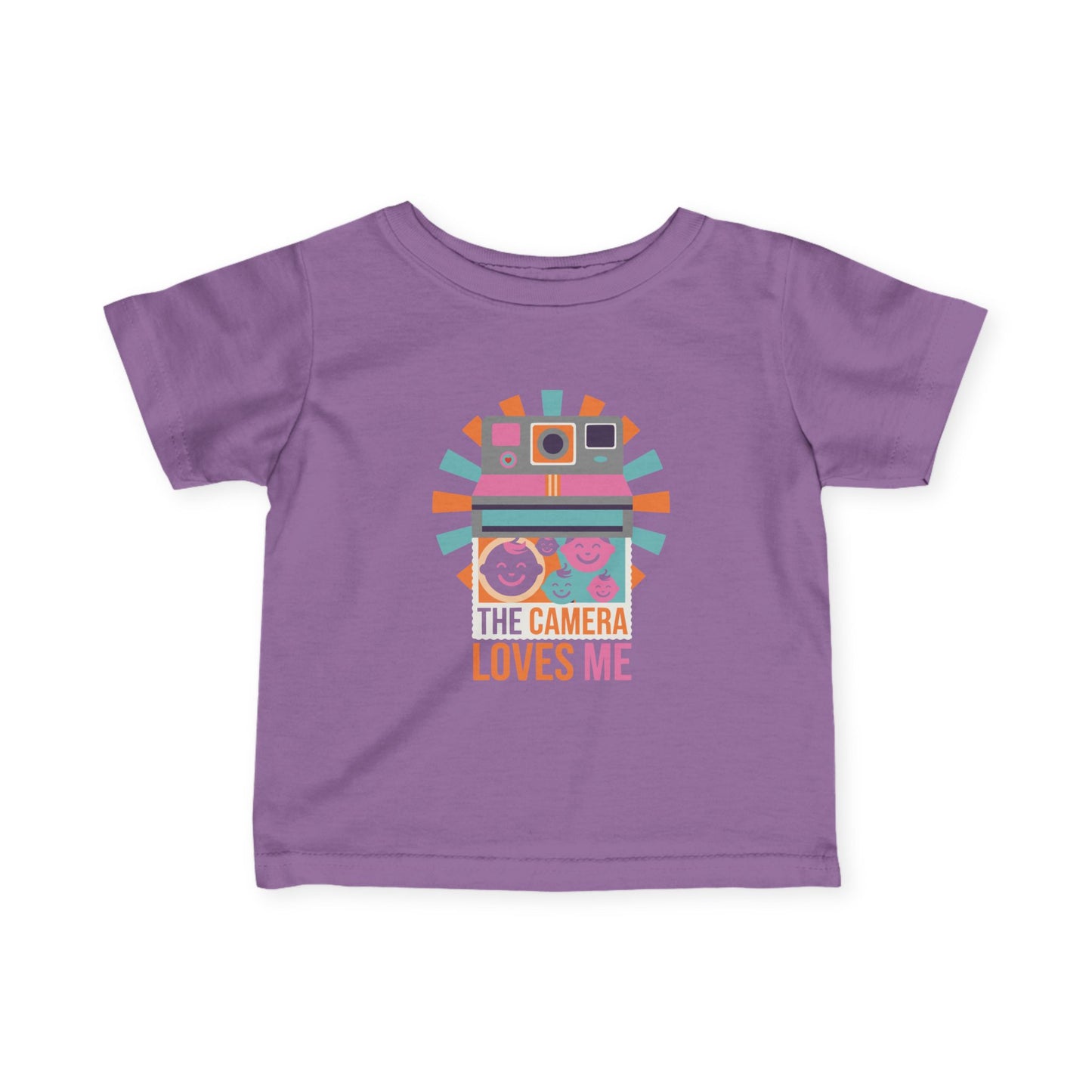 "Camera Loves Me" Infant Tee - Cute Retro Baby T-Shirt, Newborn Photography Outfit