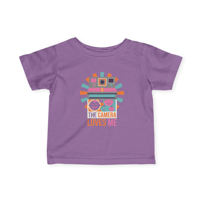 "Camera Loves Me" Infant Tee - Cute Retro Baby T-Shirt, Newborn Photography Outfit