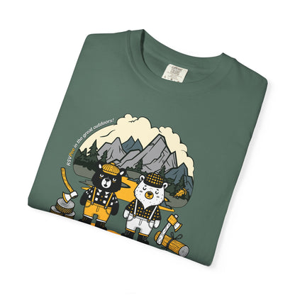 Slumberjack Party T-Shirt — Outdoor Pee Lumberjack Mountain Bears Graphic Tee