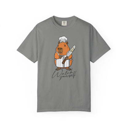 Capybara Chef T-Shirt — "Watch Yourself" Cute Cooking Animal Tee