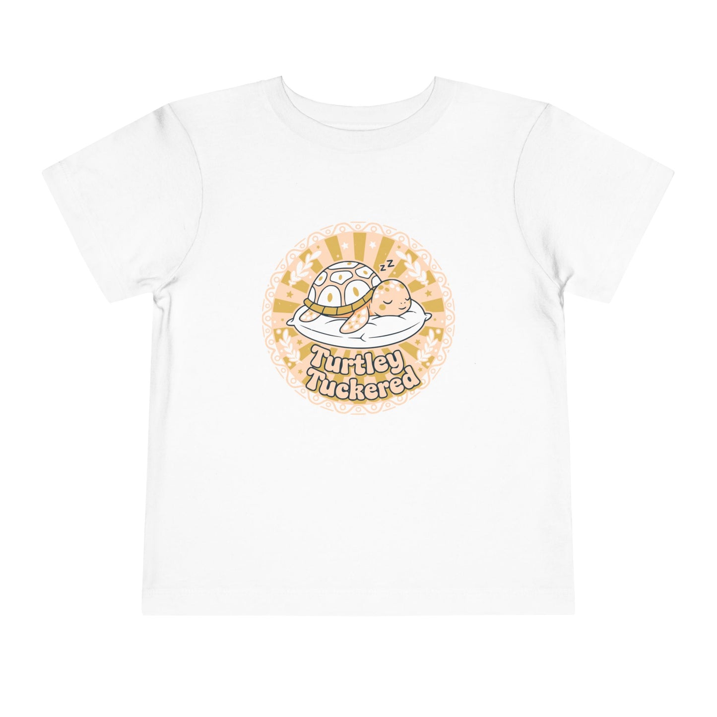 "Turtley Tuckered" Toddler Tee —  Cute Nap-Time Turtle Graphic Shirt