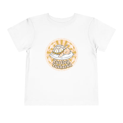 "Turtley Tuckered" Toddler Tee —  Cute Nap-Time Turtle Graphic Shirt