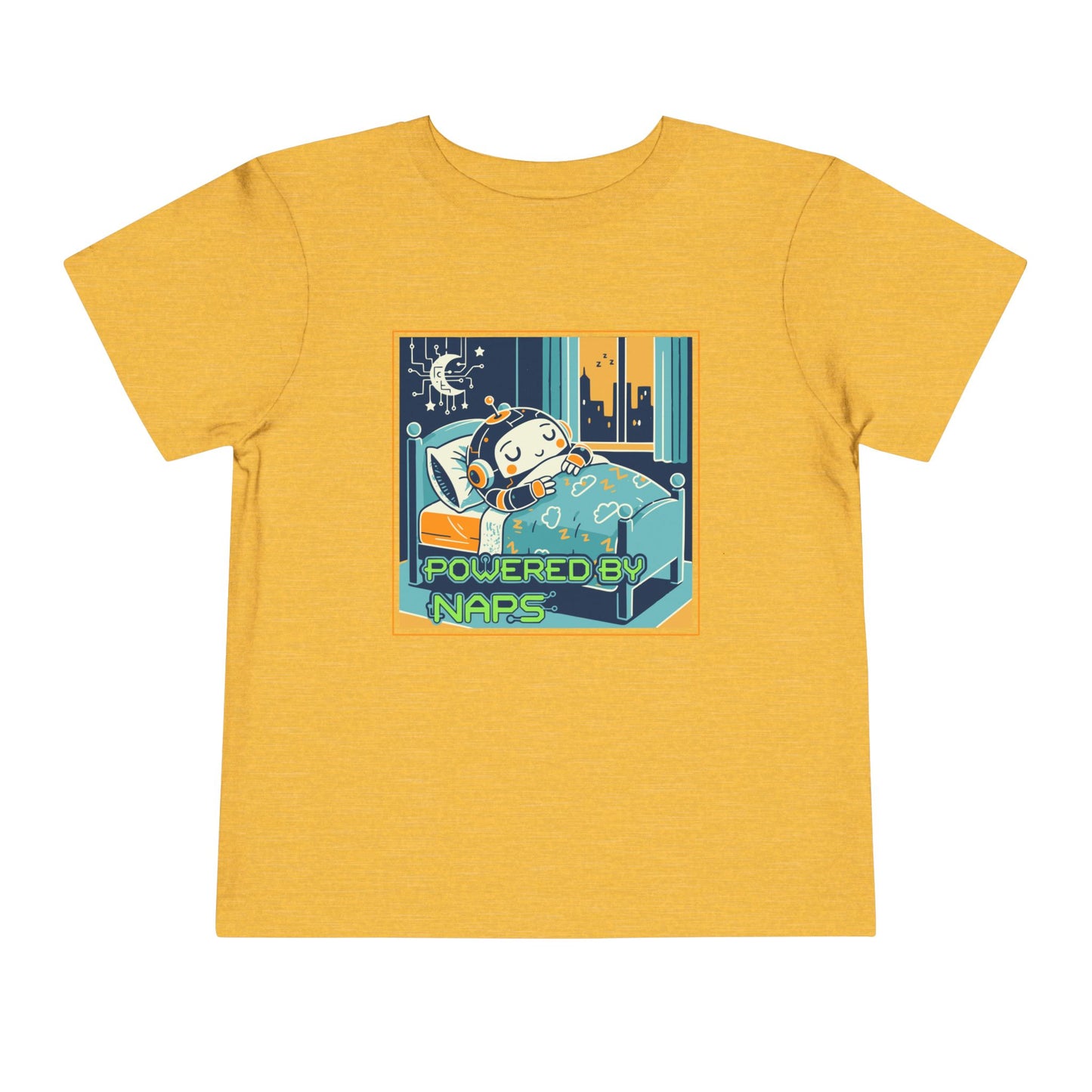 "Powered by Naps" Toddler Tee — Cute Sleepy Robot Android Graphic T-Shirt