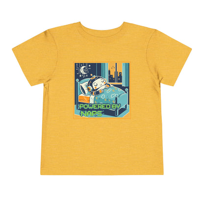 "Powered by Naps" Toddler Tee — Cute Sleepy Robot Android Graphic T-Shirt