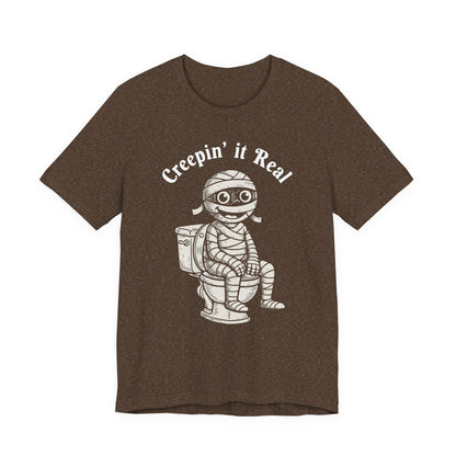 "Creepin' It Real" Vintage Tee - Funny Mummy on a Potty T-Shirt