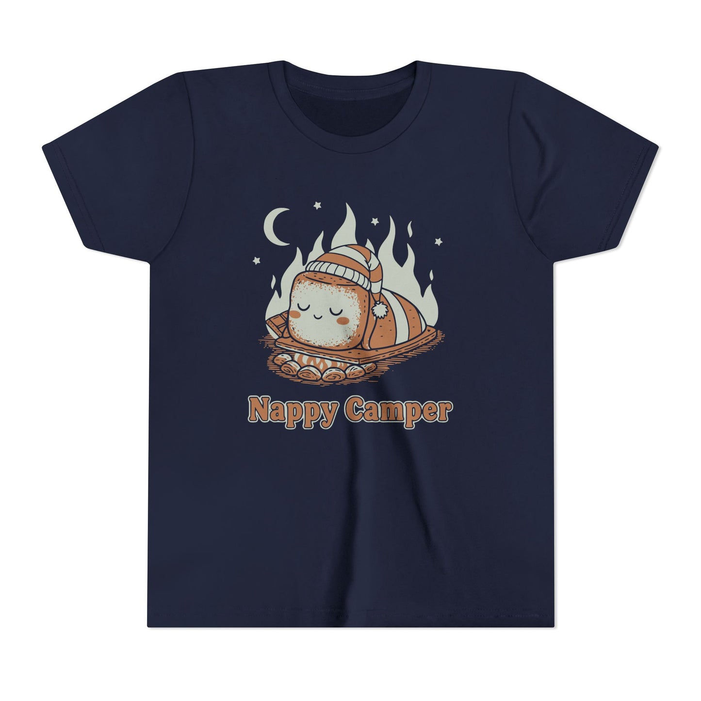 "Nappy Camper" Youth Tee — Cute Sleeping Marshmallow Camping T-Shirt