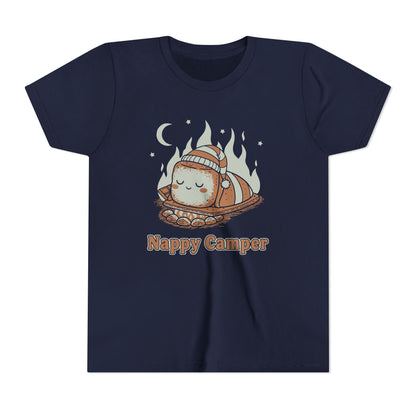 "Nappy Camper" Youth Tee — Cute Sleeping Marshmallow Camping T-Shirt