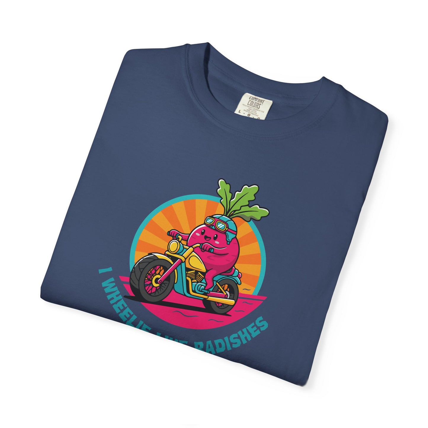 “Wheelie Like Radishes” T-Shirt —  Retro Radish Lover Vegan Cycling Graphic Tee