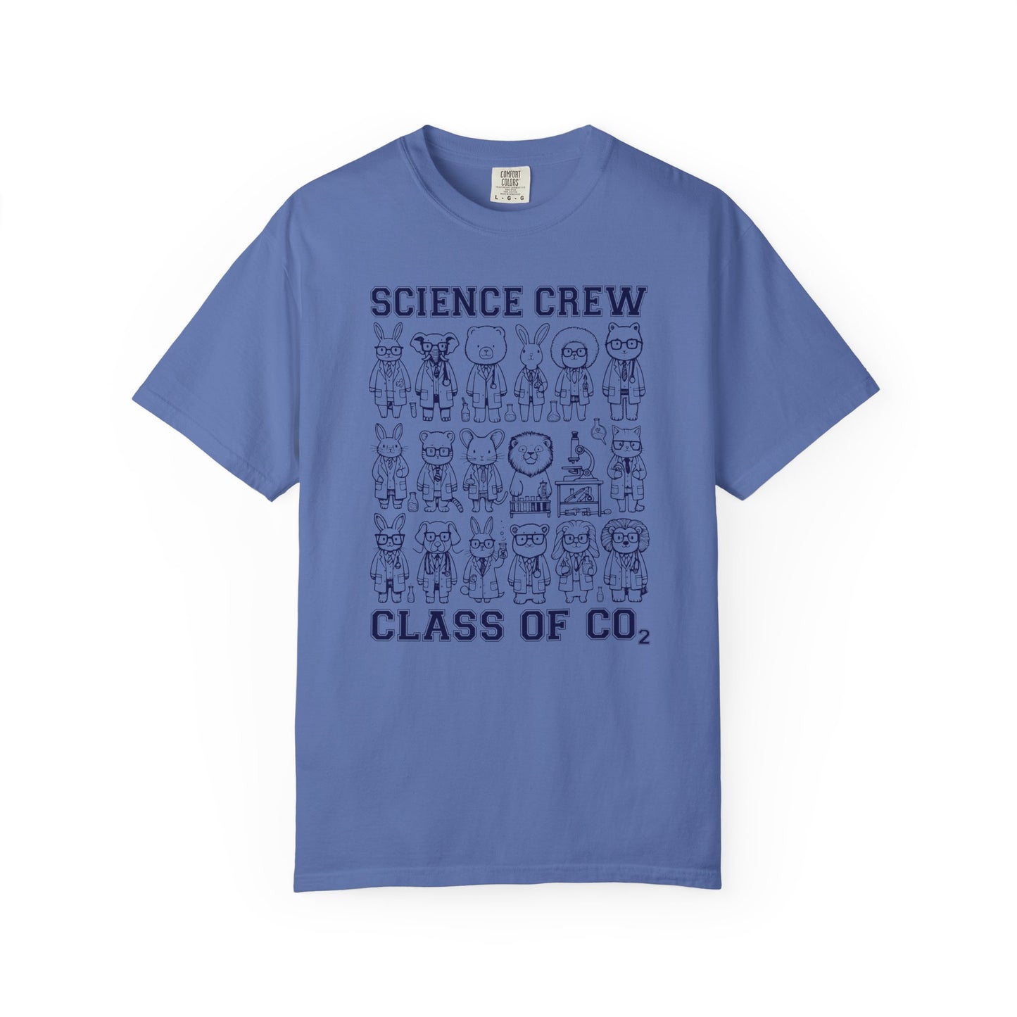 "Science Crew: Class of CO₂" T-Shirt - Cartoon Chemistry Cute Animal Tee