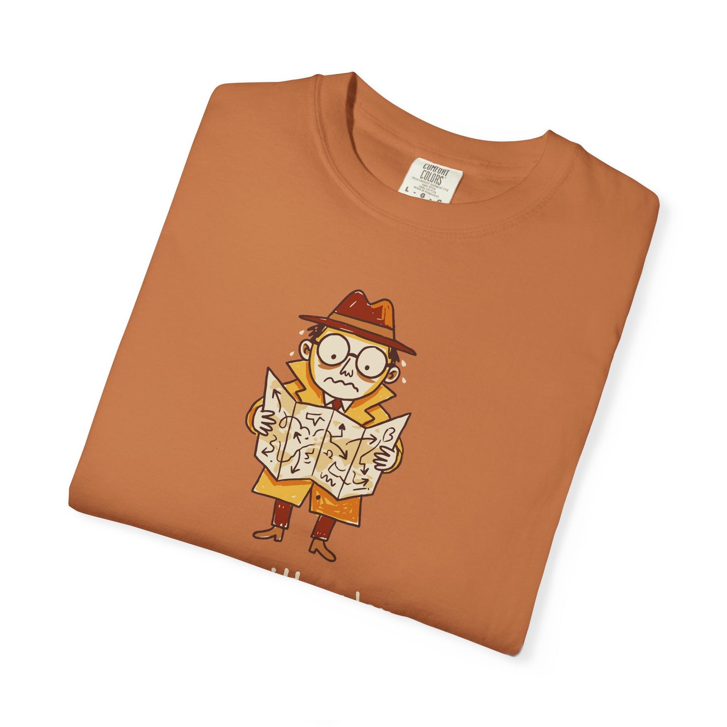 Man With a Plan T-Shirt — Cute Confused Detective Map Graphic Tee