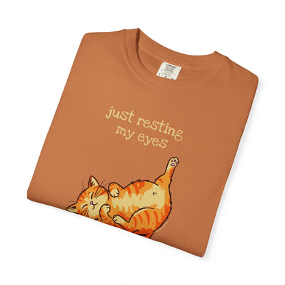 "Just Resting My Eyes" T-Shirt — Awkward Cat Nap Graphic Tee