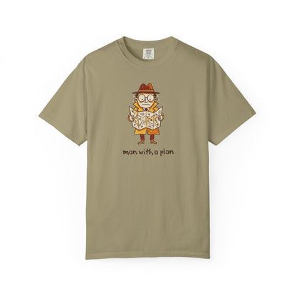 Man With a Plan T-Shirt — Cute Confused Detective Map Graphic Tee