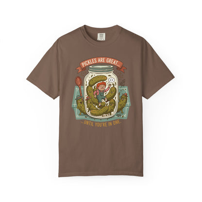 "Pickles Are Great... Until You're In One" T-Shirt — Funny Pickle Jar Vintage Illustration Tee
