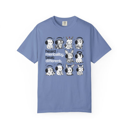 'Heard Mentality. Beat Different.' T-Shirt — Headphone Bunny Animals Graphic Tee