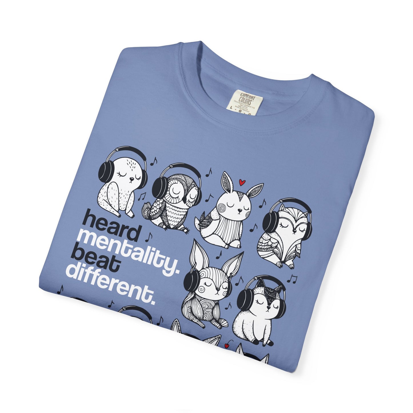 'Heard Mentality. Beat Different.' T-Shirt — Headphone Bunny Animals Graphic Tee