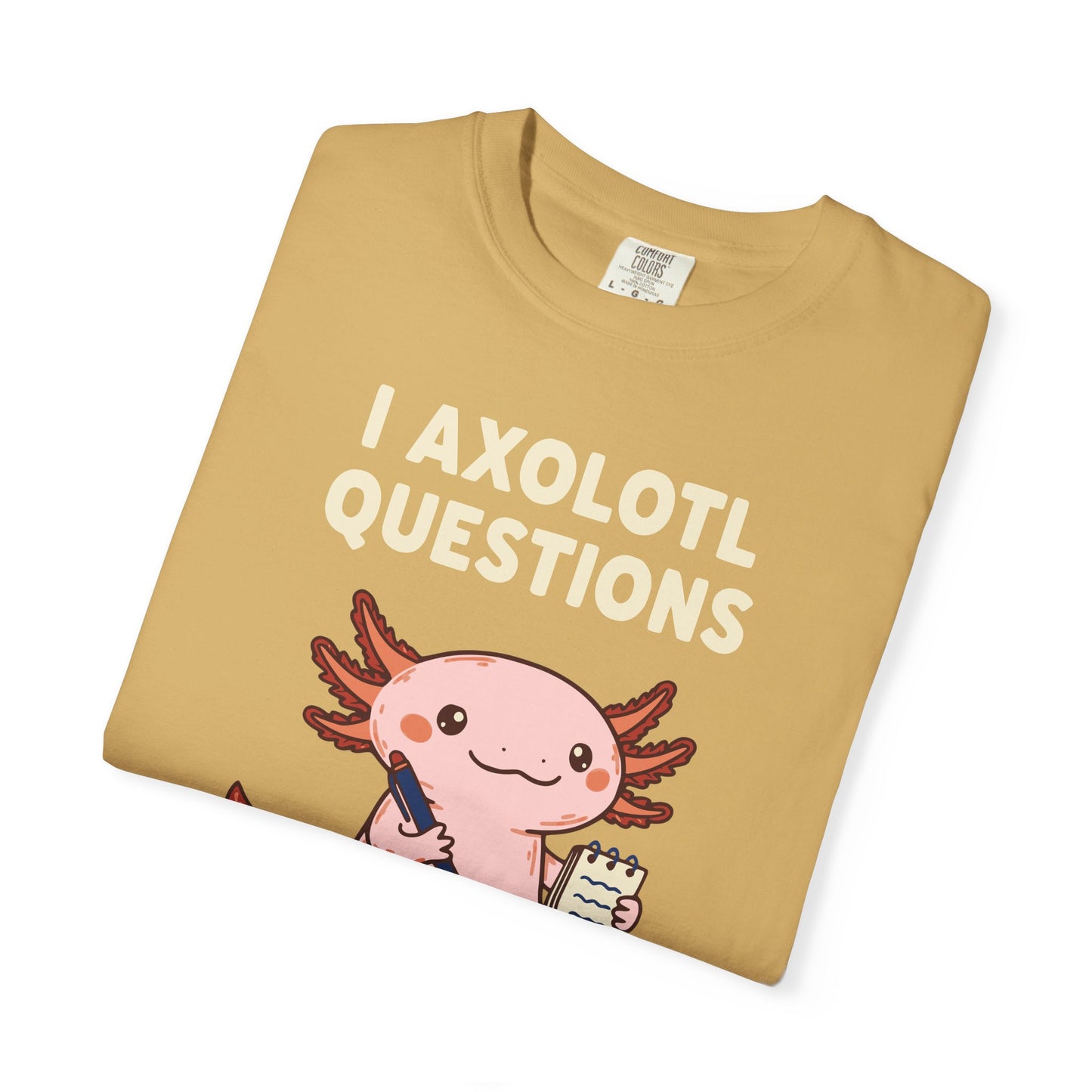 "I Axolotl Questions" T-Shirt — Cute Cartoon Reporter Student Graphic Tee
