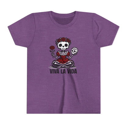 'Viva La Vida' Youth Tee - Day of the Dead Skull Girl Graphic