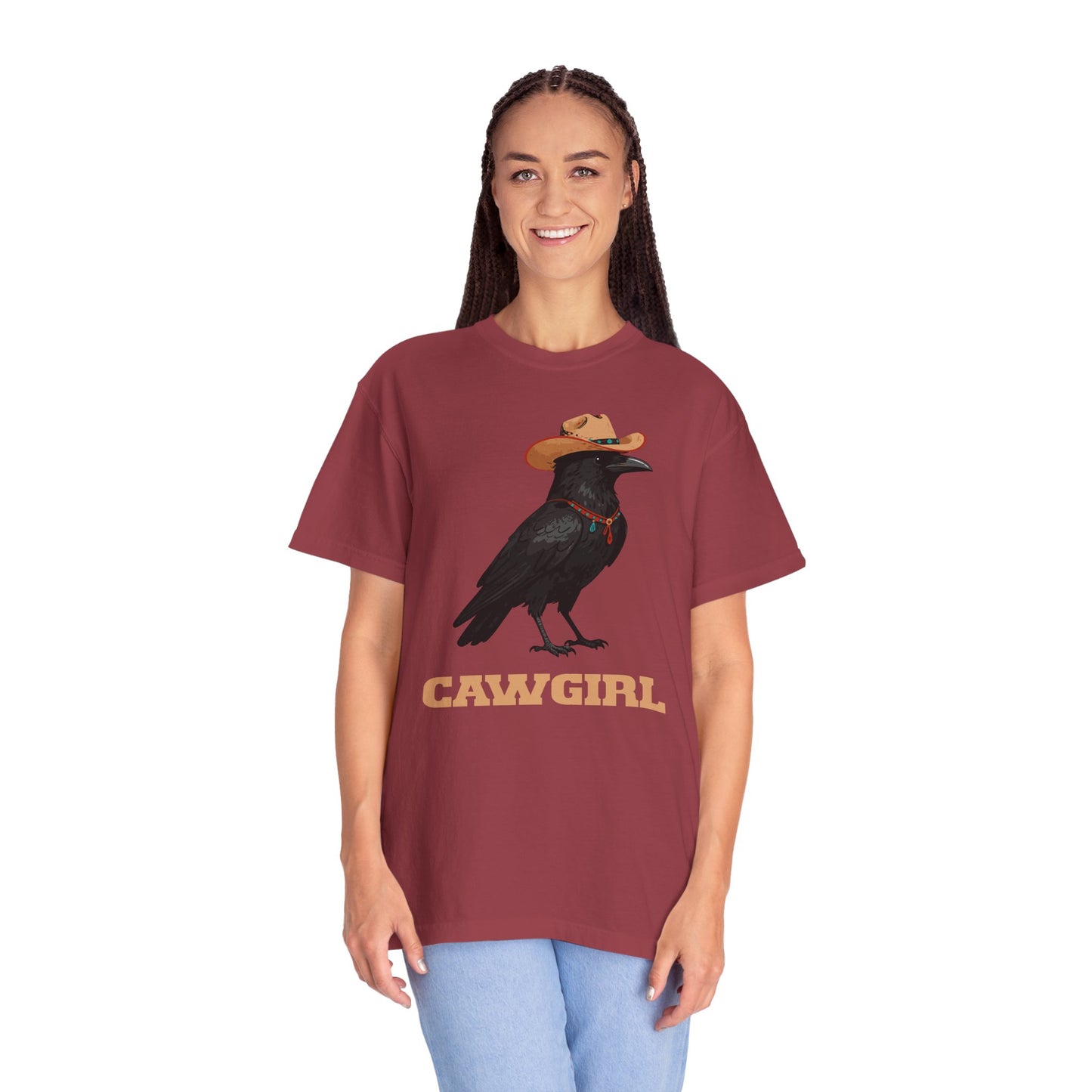 "Cawgirl" Couples Tee  — Western Raven Cowgirl Graphic T‑Shirt