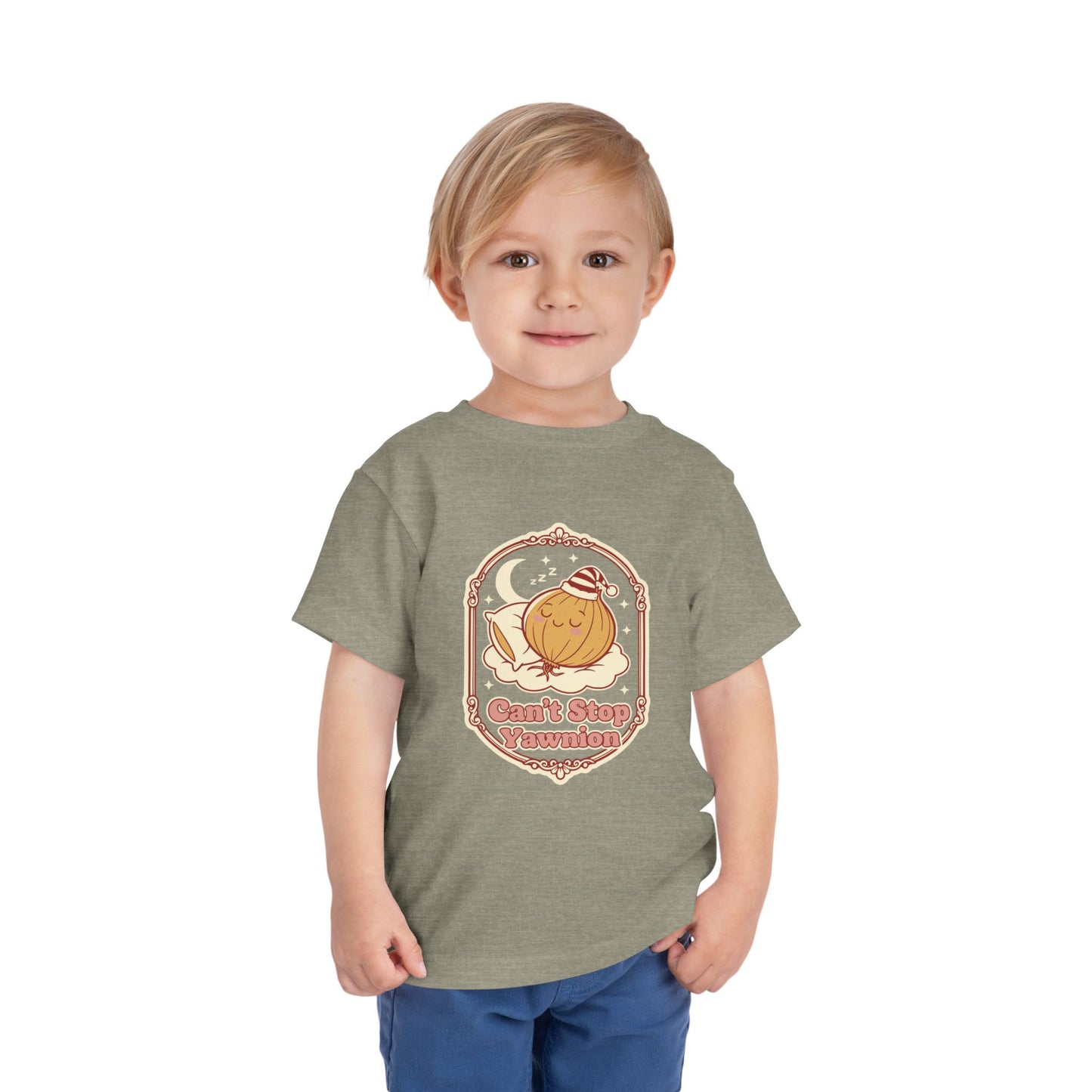 "Can't Stop Yawnion" Toddler Tee — Cute Sleeping Onion Graphic