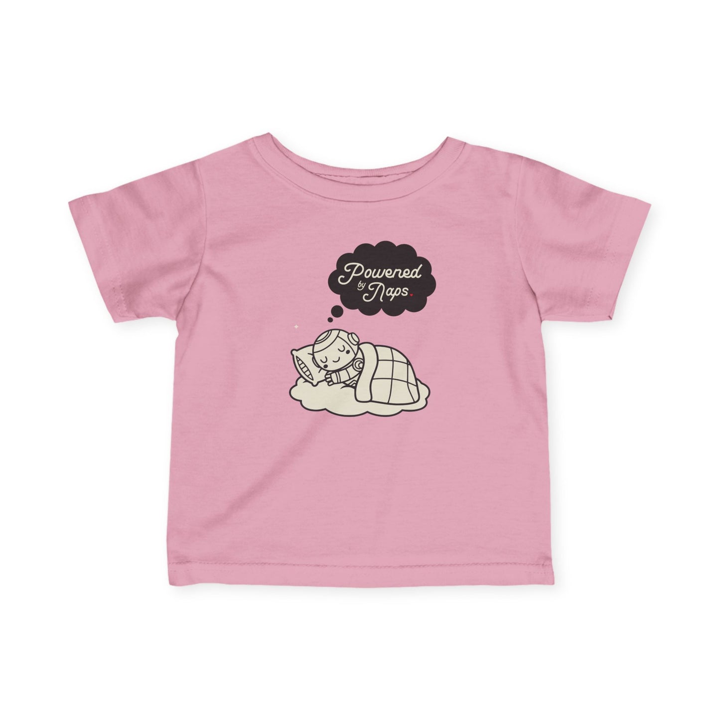 "Powered by Naps" Infant Tee — Cute Sleeping Recharging Baby Robot Android Graphic